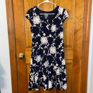 Navy Rabbit rabbit rabbit floral dress